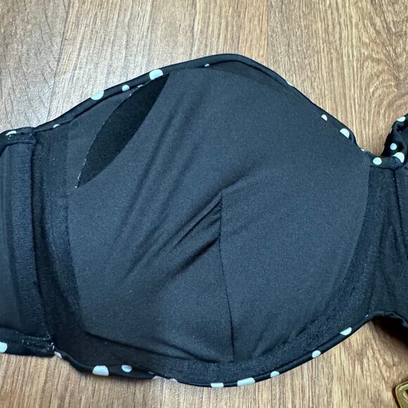 Victoria's Secret Black White Polka Dot Bandeau Twist Front Bikini Top Size 38D - Picture 6 of 8